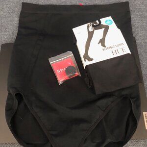 HUE blackout tights smooth control tights size 3 + Spanx black briefs XL